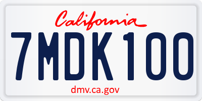 CA license plate 7MDK100