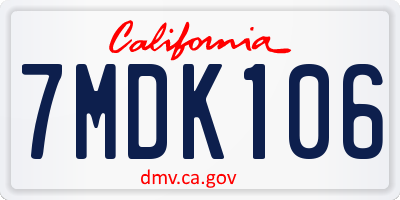 CA license plate 7MDK106