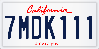 CA license plate 7MDK111