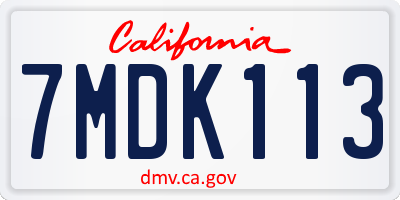 CA license plate 7MDK113