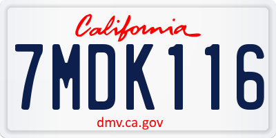 CA license plate 7MDK116