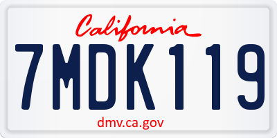 CA license plate 7MDK119