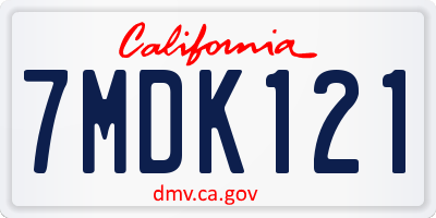 CA license plate 7MDK121