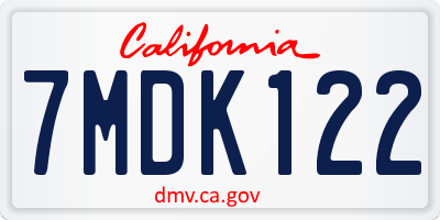CA license plate 7MDK122