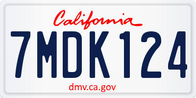 CA license plate 7MDK124