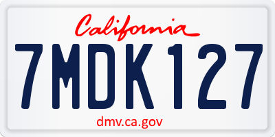 CA license plate 7MDK127