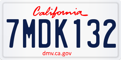 CA license plate 7MDK132