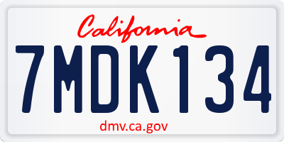 CA license plate 7MDK134