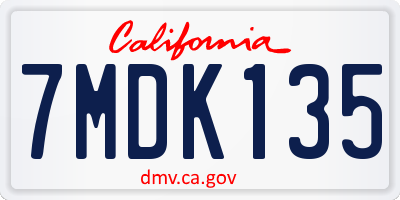 CA license plate 7MDK135