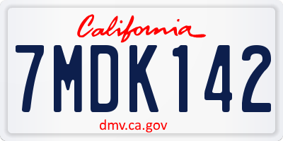 CA license plate 7MDK142