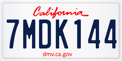 CA license plate 7MDK144