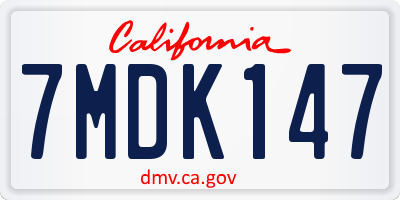 CA license plate 7MDK147