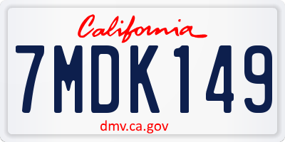 CA license plate 7MDK149