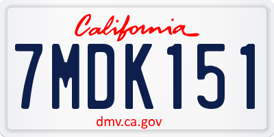 CA license plate 7MDK151