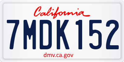 CA license plate 7MDK152