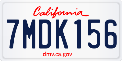 CA license plate 7MDK156