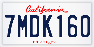 CA license plate 7MDK160