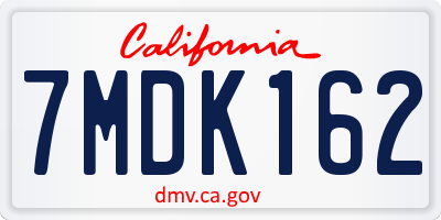 CA license plate 7MDK162