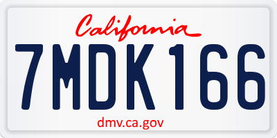 CA license plate 7MDK166