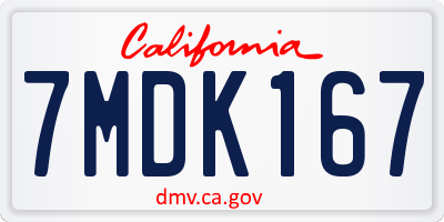CA license plate 7MDK167