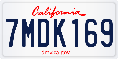 CA license plate 7MDK169