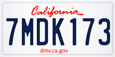 CA license plate 7MDK173
