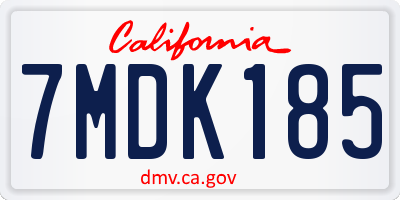 CA license plate 7MDK185