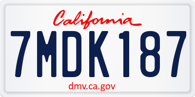 CA license plate 7MDK187
