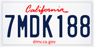 CA license plate 7MDK188