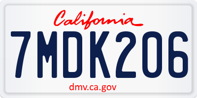 CA license plate 7MDK206