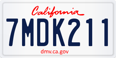 CA license plate 7MDK211