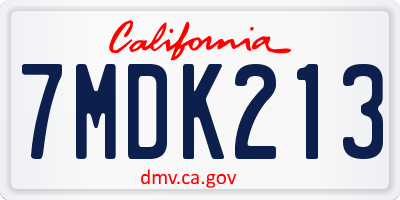 CA license plate 7MDK213