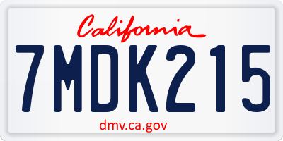 CA license plate 7MDK215