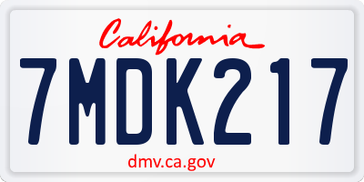 CA license plate 7MDK217