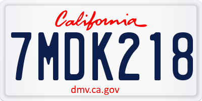 CA license plate 7MDK218
