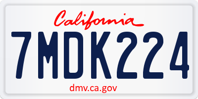 CA license plate 7MDK224