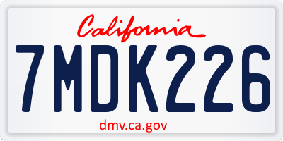 CA license plate 7MDK226