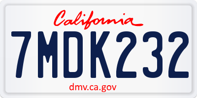 CA license plate 7MDK232