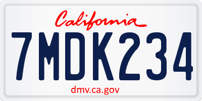 CA license plate 7MDK234