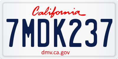 CA license plate 7MDK237