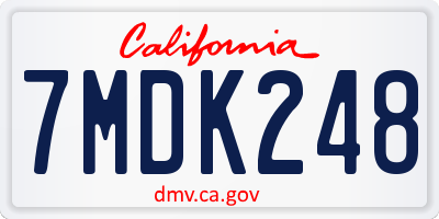 CA license plate 7MDK248