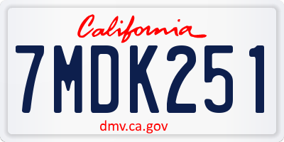 CA license plate 7MDK251