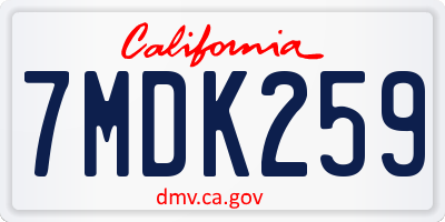 CA license plate 7MDK259