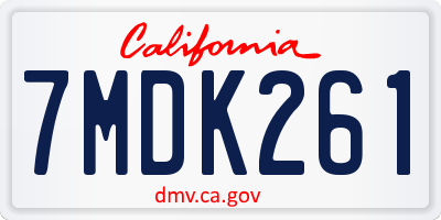CA license plate 7MDK261