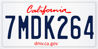 CA license plate 7MDK264