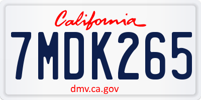 CA license plate 7MDK265
