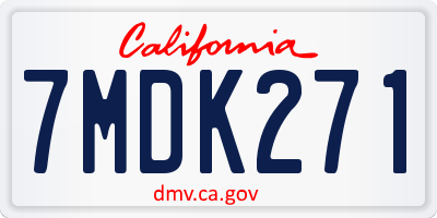 CA license plate 7MDK271