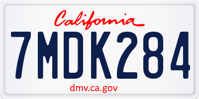 CA license plate 7MDK284