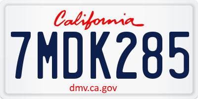 CA license plate 7MDK285
