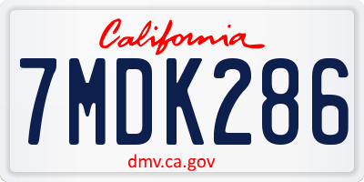 CA license plate 7MDK286